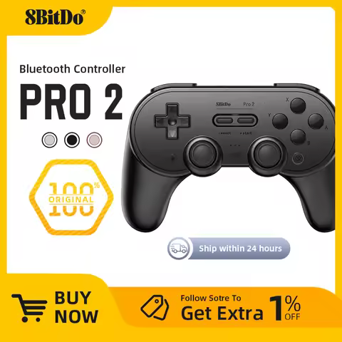 8BitDo New Pro 2 Bluetooth Gamepad with Hall Effect Joystick for Nintendo Switch, PC, macOS, Android