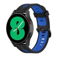 全城熱賣 - 適用於三星 Galaxy Watch 5 Pro 45mm 20mm雙色條紋硅膠錶帶（黑藍色）