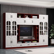 Solid Wood Ecological Board Customized Living Room Integrated Combined TV Cabinet Modern Minimalist Wall-Mounted TV Background Wall High Cabinet/Tv Console Tv Cabinet