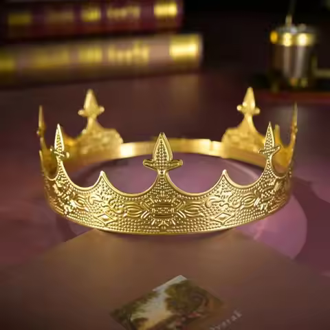 Simple Bar Mitzvah King Crown Hair Hoop Western Prince Crowns Headband Hair Accessories Round Tiaras