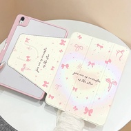 เคสiPadหมุน 360°Gen9 Gen8 Gen7 10.2 Air7 Gen11 heart ribbon ช่องใส่ปากกาขวา Acrylic เคสipad air4/6/5