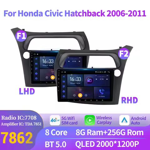 Android 14 For Honda Civic Hatchback 2006-2011 Car Radio Multimedia Navigation GPS Universal Wireles