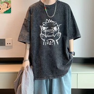 High-Quality Black Powder Washed Hebei Cotton Color Washed P25 Black Purple 23 Short Sleeves] Double