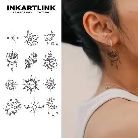 Henna Finger Tattoo (9) Temporary Tattoo,Lasts To 15 Days New Technology Magic Waterproof Semi Perma