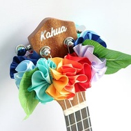 Ukulele lei / rainbow hibiscus, Ukulele gifts, Ribbon leis,