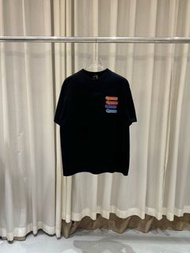 welldone moon天賜的聲音黑色短袖T恤彩色字母白墨印花圓領半袖