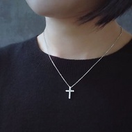 天然鑽石 中型十字架 純 18K 白金項鍊客製 (M) | JSN09
