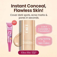 Ellen Ella Concealer Foundation Stick With Brush Flawless Make Up Base Primer Waterproof