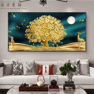 New Golden Wealth Tree Elk Animal and Plant Landscape Picture Print Modern Printing Canvas Painting 