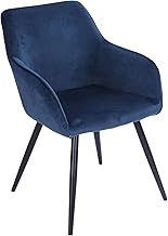 Happy Garden Vintage Dining Chair Gisele in Blue Velvet Retro Kitchen Chair Upholstered Chair with A