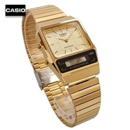 Velashop นาฬิกาข้อมือผู้ชายคาสิโอ Casio Vintage Analog Digital Gold Unisex Watch สายแสตนเลสสีทอง รุ่น AQ-800EG-9ADF, AQ-800EG-9A, AQ-800EG