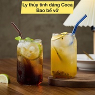 High-quality heat-resistant glass cup with a design like a coke can. Suitable for drinking coffee,..
