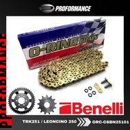 O-RING Gold Chain 520 Black Sprocket Kit Sprocket Sets Full Set Fitment For BENELLI TRK251 / LEONCIN