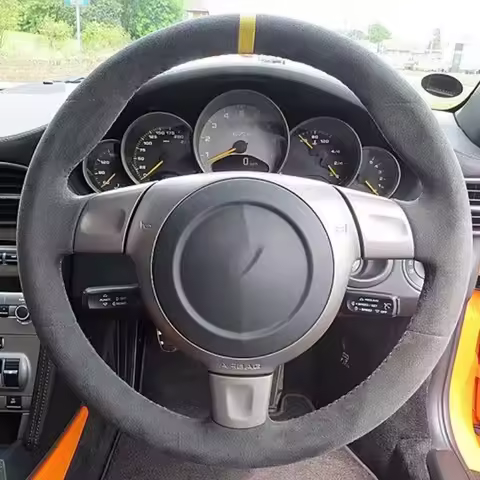 Alcantara Hand Stitched Steering Wheel Cover for Porsche 911 997 Boxster 987 Cayman 987 911 GT2 977 