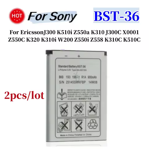 2pcs/lot BST-36 Battery 780mAh For Sony Ericsson J300 K510i Z550a K310 J300C X0001 Z550C K320 K310i 