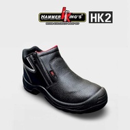 HammerKings HK2 15002 Mid Cut Dual Zipper Black Safety Shoes Kasut Keselamatan Kasut Kerja Hitam Wor