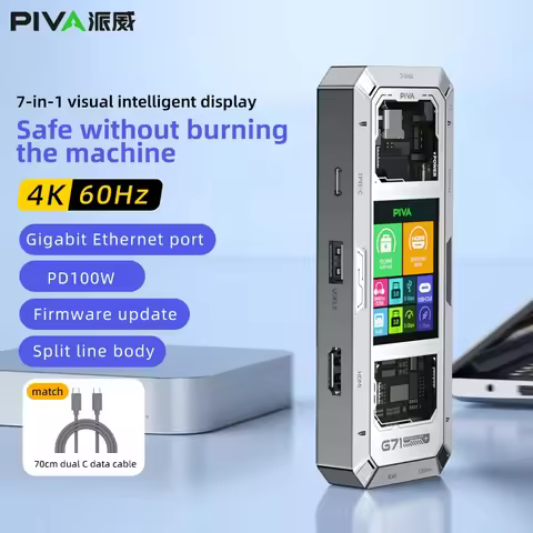 PIVA G71 7-in-1 E-sports Docking Station HUB USB C Multiport Adapter HDMI-Compatible 4K 60Hz USB3.0 
