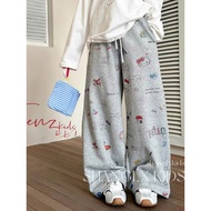 Kiitty Women's Wide Leg Pants with Cat Head Pattern full Cat-babathu