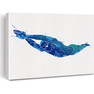 Swimming Sport Canvas Wall Art Swimmer Boy Girl Watercolor Canvas Print Positive Canvas Painting Wal