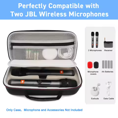 Wireless Microphone Storage Bag for JBL PartyBox Wireless Two Microphone System Singing Karaoke Dual