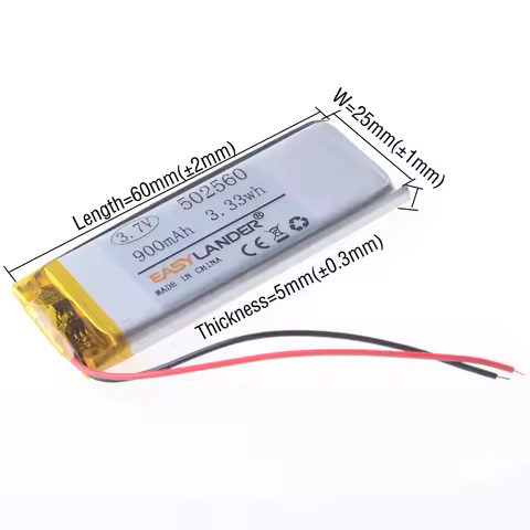 3.7V 502560 900mAh Rechargeable Li-ion Polymer Lithium Battery Lipo Batteries For Bluetooth headphon