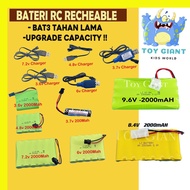 Bateri Kereta Control  Tahan Lama 3.7v(2000mah) 4.8v(2000mah) 6.0v(2000mah) 7.2v(2000mah) 8.4(2000ma