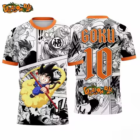 Dragon Ball Kid Goku Nimbus Cloud Manga Panel Print Short Sleeve T-Shirt Anime Cosplay Streetwear fo