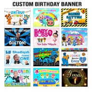 [SG SELLER] CUSTOM Birthday Poster A3, PVC Banner A2 size. with name/photo. Cocomelon, Baby Shark, Dave &amp; Ava, Baby Boss