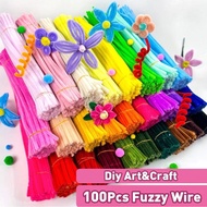 100 Pcs Colorful Fuzzy Wire: DIY Chenille Stems for Crafts & Bouquets