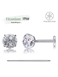 2 Pcs 18G Hypoallergenic ASTM F136 Titanium Stud Earrings For Sensitive Ears-Implant Grade Titanium