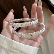 Pure Silver 9999 Closed Ruyi Flowers Adjustable Sterling Silver Bracelet