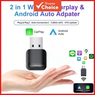 Mini Wireless CarPlay Android Auto 2in1 Smart Dongle For OEM Wired CarPlay To Wireless Box USB Type 