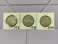 （十角形伍圓一套）香港硬幣英女王伊利沙伯 1976，1978 & 1979 年五元 Government of Hong Kong Queen Elizabeth ll 1976，1978 & 197