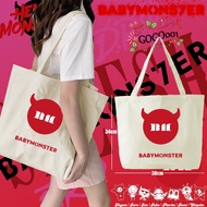 กระเป๋าผ้าแคนวาส 2025 Babymonster Kpop พิมพ์ลายโลโก้ กระเป๋าผ้าใบ แฟชั่น กระเป๋า ความจุขนาดใหญ่ 08