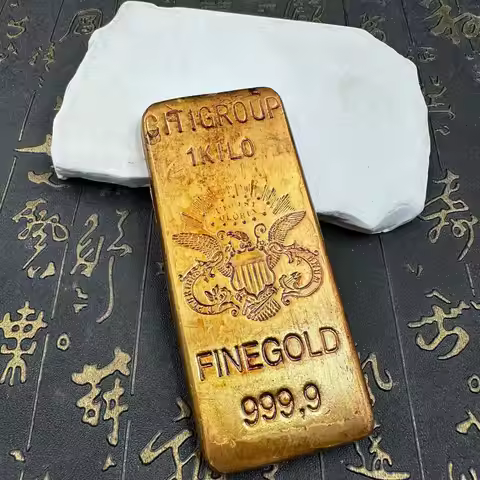 1 Kilo non-magnetic Antique Old Gold Bar US Precious Metal Exchange solid Bar Badge Square Coin Coll