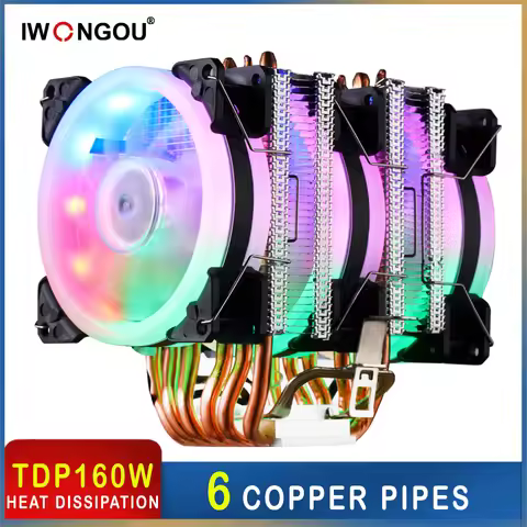 CPU Cooler 6 Heatpipes Cooling Master Computer Radiator PWM 3Pin/4Pin Ventilador 90mm Processor Cool