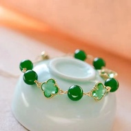 BEAGLE Green Beads Four-Leaf Clover Lucky Exquisite Light Luxury Niche Design High-End Fashion Adjus
