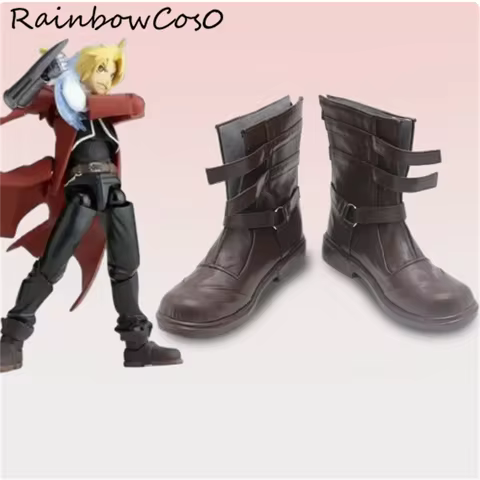 Edward Elric Fullmetal Alchemist Cosplay Shoes Boots Game Anime Halloween RainbowCos0 W4511