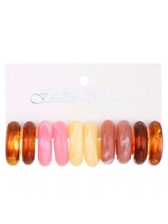 9pcs/5pcs/Multi-Piece Set European & American Cross-Border New Arrival Acrylic Resin Colorful Fashio