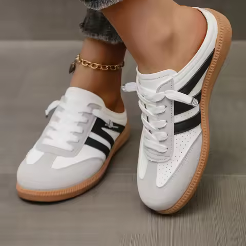2025 New Women Shoes Sports Round Toe Flat Female Footwear Casual Sneakers Clogs Platform Summer Sli