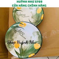 [GENUINE]Set of 5 thick blue tulip ceramic bowls, size 7 inches (17,5x7cm)....