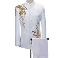 Mens Chinese Suit Host 2025 Choir Zhongshan Dress Performance Costume Standing Collar Student Gradua