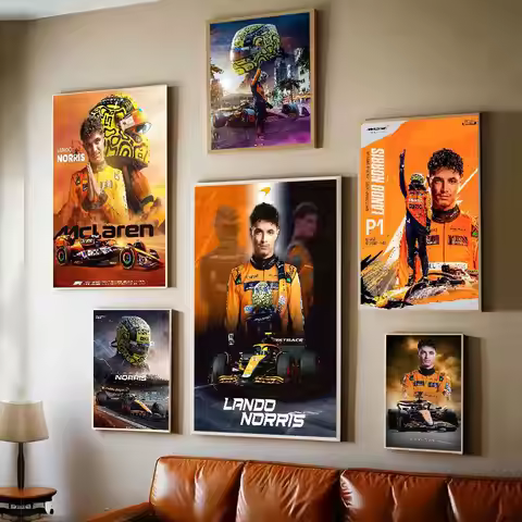 F1 Formula 1 Lando N-Norris Anime Posters Sticky Fancy Wall Sticker For Living Room Bar Decoration R