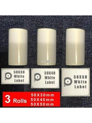 3捲50X30 50X40 50x50mm熱感紙膠貼紙標籤紙相紙彩色紙，適用於57mm寬印刷迷你打印機PeriPage PAPERANG打印機