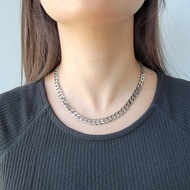 Silver Kingdom Kwintas Cuban Chain Silver Necklace For Men And Women Stainless Steel Necklace Pure S