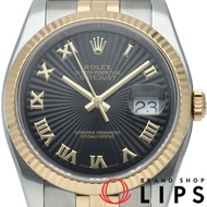 勞力士 Datejust 36 男士腕錶，五珠鏈太陽紋錶盤，Datejust 36 116233 (D淨化草本)，帶錶盒、保固卡，K18YG/SS 機芯，男士腕錶，黑色，拋光，2005 年，成色極佳 