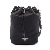 【二手】Prada PRADA VELA Re-Nylon 1NE369 黑色尼龍 Saffiano 皮革三角 Logo 女士手拿包