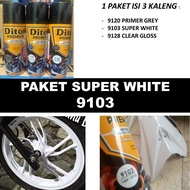 Diton Premium Super White 9103 Glossy White + Primer grey 9120 + Clear 9128 Paint Pilox Pilok Gloss 