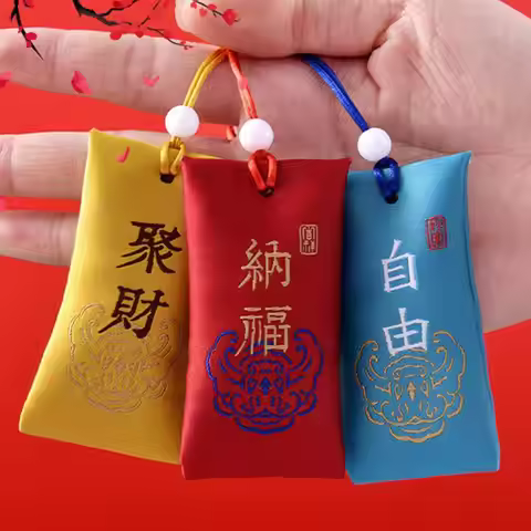 Spiritual Salt With Sachet Buddhist Spiritual Salt Pouch Necklace Chinese Talisman Spiritual Salt Po