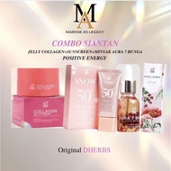 DHERBS COMBO SIANTAN(JELLY COLLAGEN+SUNSCREEN+MINYAK AURA 7 BUNGA) meakup face make up set skincare 